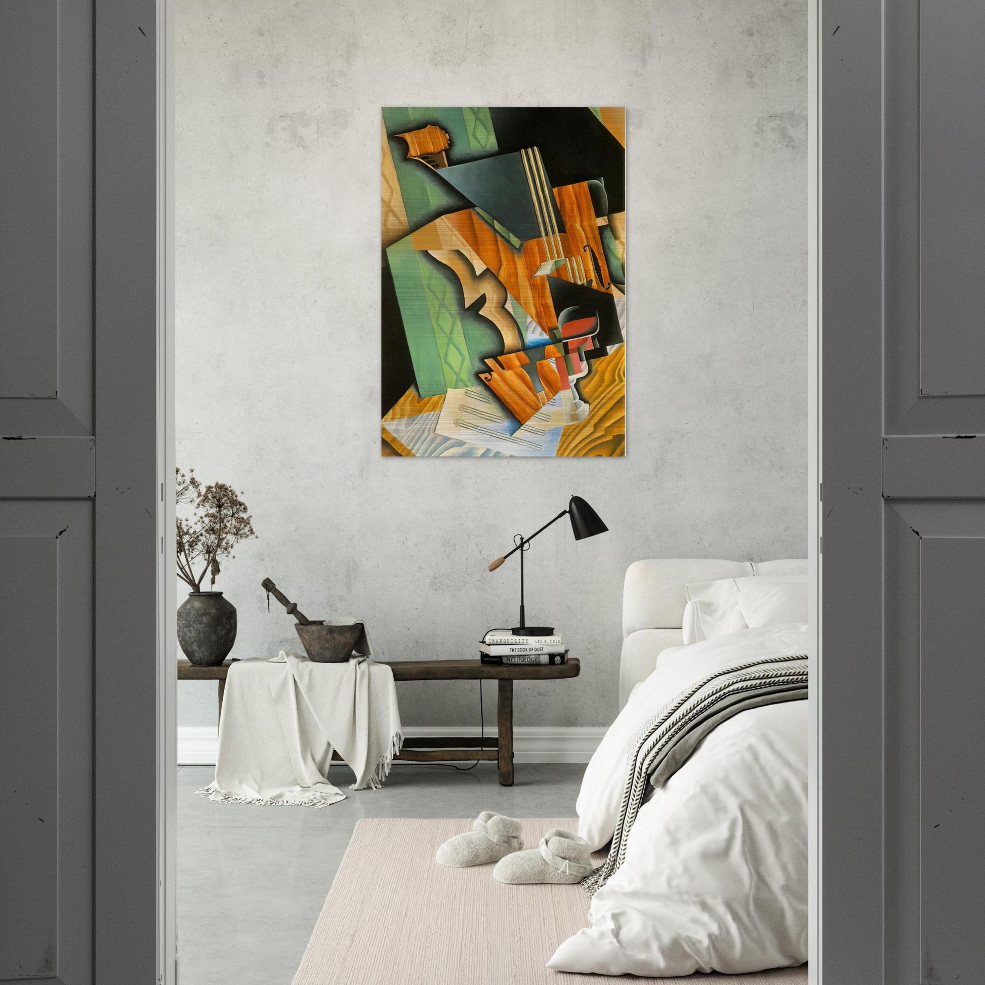VIOLIN AND GLASS 1915 - Juan Gris Brushed Aluminum Print - 70x100 cm / 28x40 inches | Juan Gris Aluminum Print | Juan Gris Prints