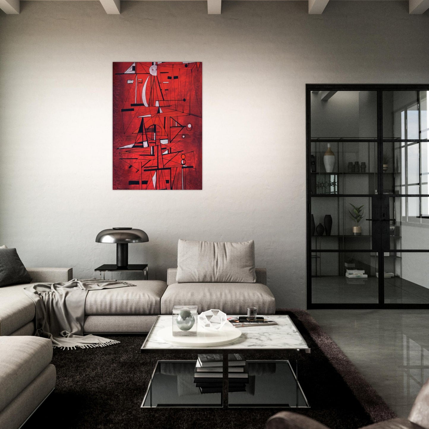 COMPOSITION 1952 - Rene Portocarrero Brushed Aluminum Print - 70x100 cm / 28x40 inches | Rene Portocarrero Aluminum Print | Rene Portocarrero Prints