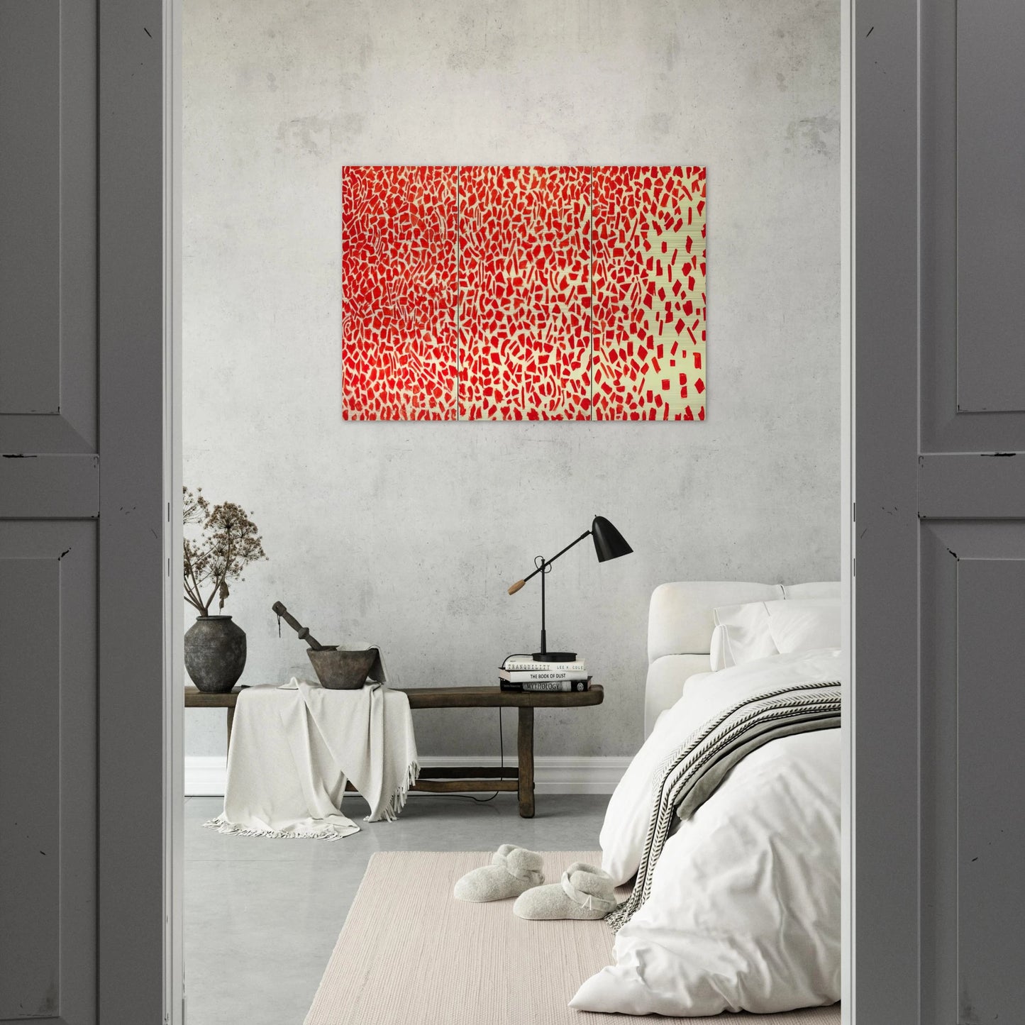 RED AZALEAS SINGING AND DANCING ROCK AND ROLL MUSIC 1976 - Alma Woodsey Thomas Brushed Aluminum Print - 70x100 cm / 28x40 inches | Alma Woodsey Thomas Aluminum Print | Alma Woodsey Thomas Prints