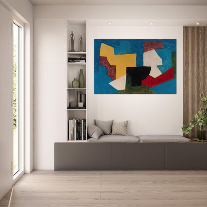 Composition multicolore à dominante bleue - 1969 - Serge Poliakoff Art Prints - 100x150 cm / 40x60″ inches | Serge Poliakoff Poster | Serge Poliakoff Prints
