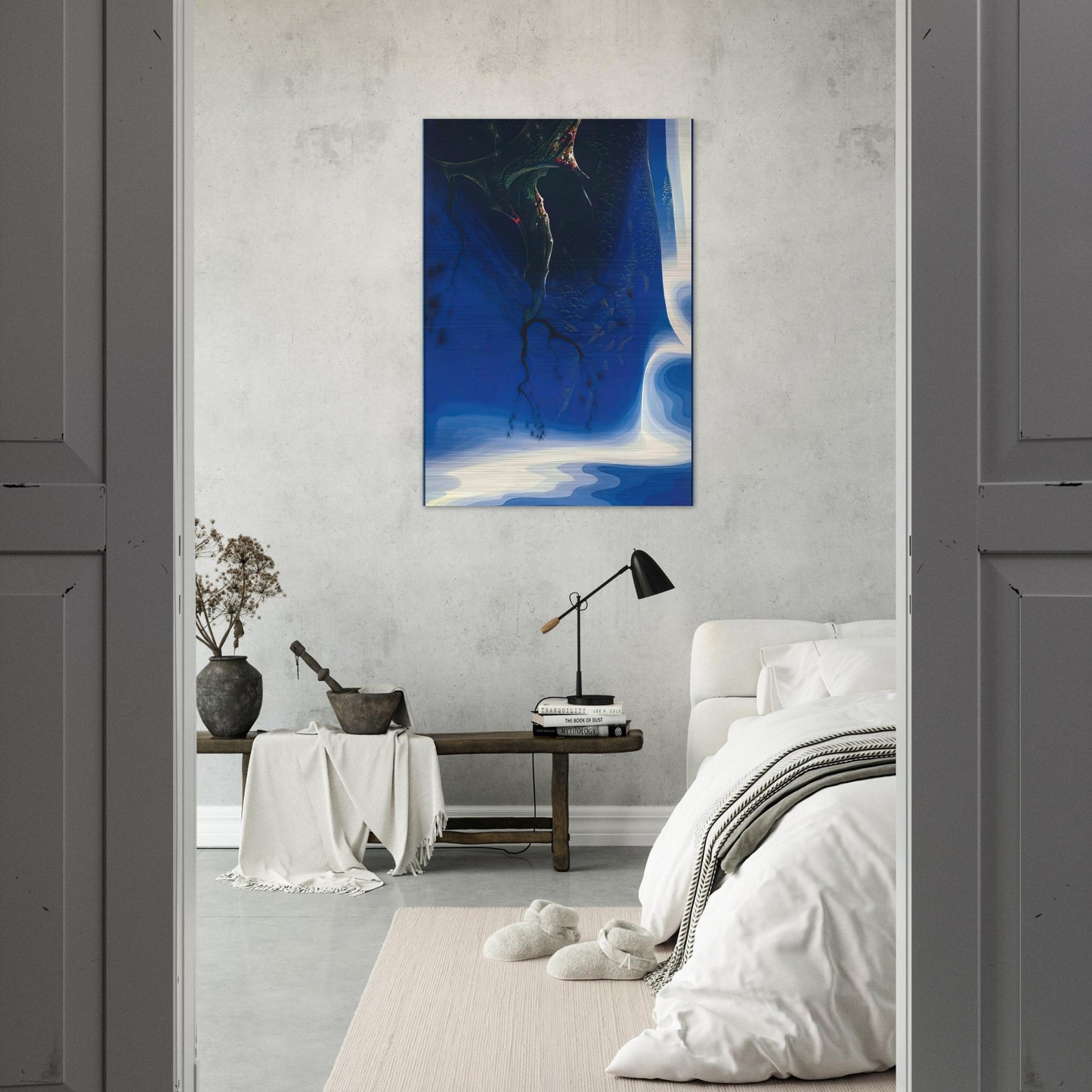 Blue Purple Mist - Eyvind Earle Brushed Aluminum Print - 70x100 cm / 28x40 inches | Eyvind Earle Aluminum Print | Eyvind Earle Prints