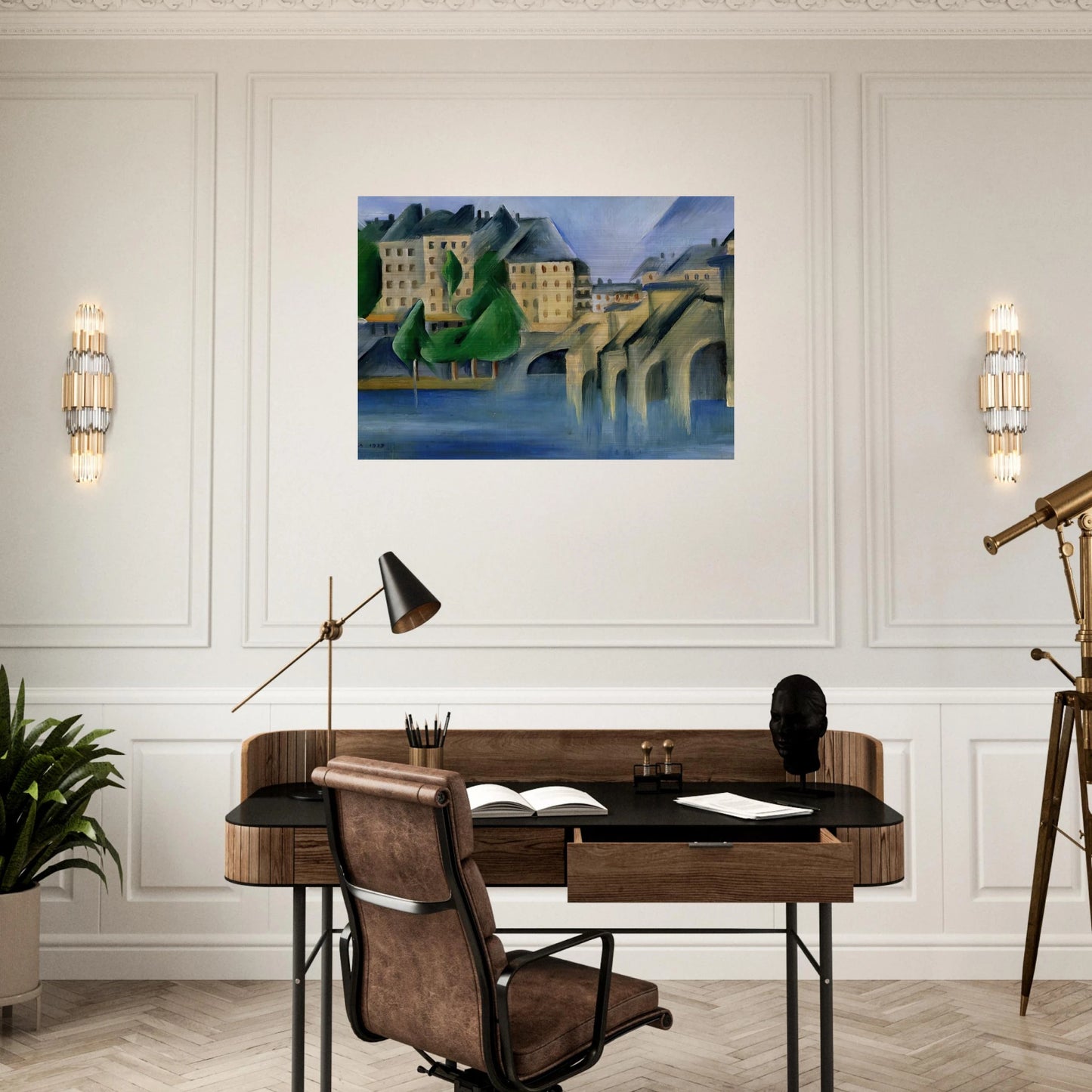 New Bridge - Tarsila do Amaral Brushed Aluminum Print - 70x100 cm / 28x40 inches | Tarsila do Amaral Aluminum Print | Tarsila do Amaral Prints