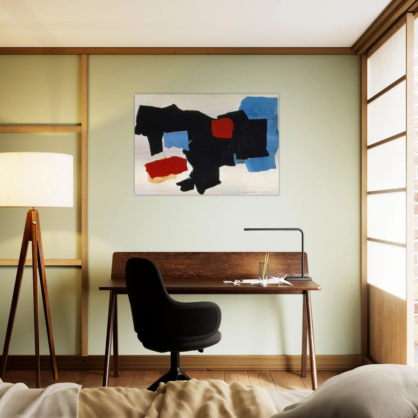 BLUE RED BLACK AND WHITE 1961 - Esteban Vicente Brushed Aluminum Print - 70x100 cm / 28x40 inches | Esteban Vicente Aluminum Print | Esteban Vicente Prints