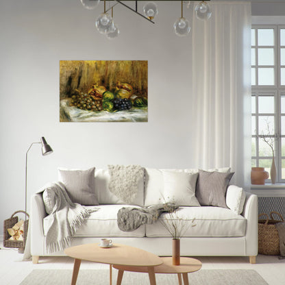 Still Life with Grapes - Pierre-Auguste Renoir Brushed Aluminum Print - 70x100 cm / 28x40 inches | Pierre-Auguste Renoir Aluminum Print | Pierre-Auguste Renoir Prints