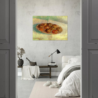 Still Life with Basket of Apples to Lucien Pissarro - Vincent van Gogh Brushed Aluminum Print - 70x100 cm / 28x40 inches | Vincent van Gogh Aluminum Print | Vincent van Gogh Prints