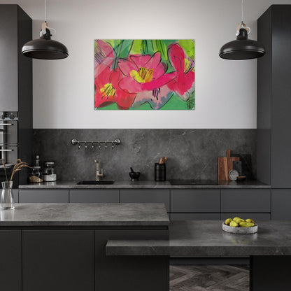 The Pinkest Flowers - Naïve Art Primitivism, Pop Art - Walasse Ting Acrylic Print - 70x100 cm / 28x40″ inches