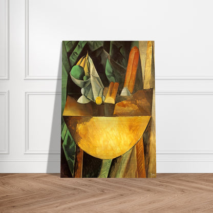 Bread and dish with fruits on the table - Pablo Picasso Brushed Aluminum Print - 70x100 cm / 28x40 inches | Pablo Picasso Aluminum Print | Pablo Picasso Prints