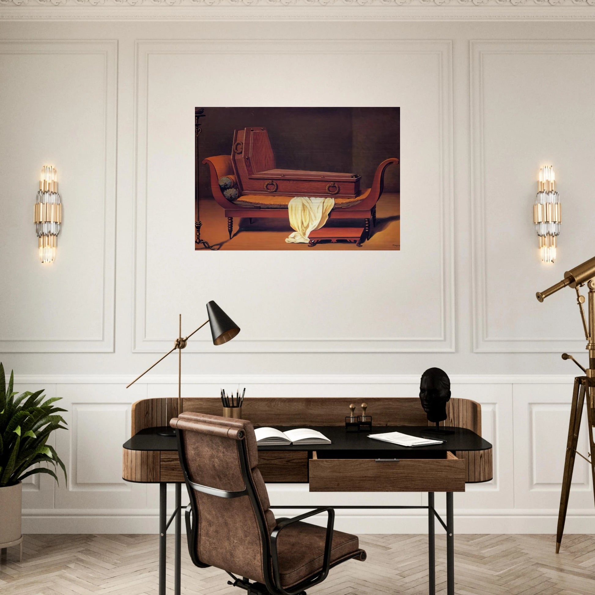 PERSPECTIVE MADAME RECAMIER BY DAVID 1949 - Rene Magritte Brushed Aluminum Print - 70x100 cm / 28x40 inches | Rene Magritte Aluminum Print | Rene Magritte Prints
