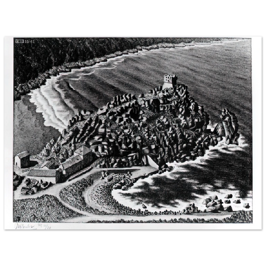 MC Escher - GULF OF PORTO CORSICA DECEMBER 1933 1933 Wall Art - 21x29.7 cm / 8x12" - Fine Art Poster - -