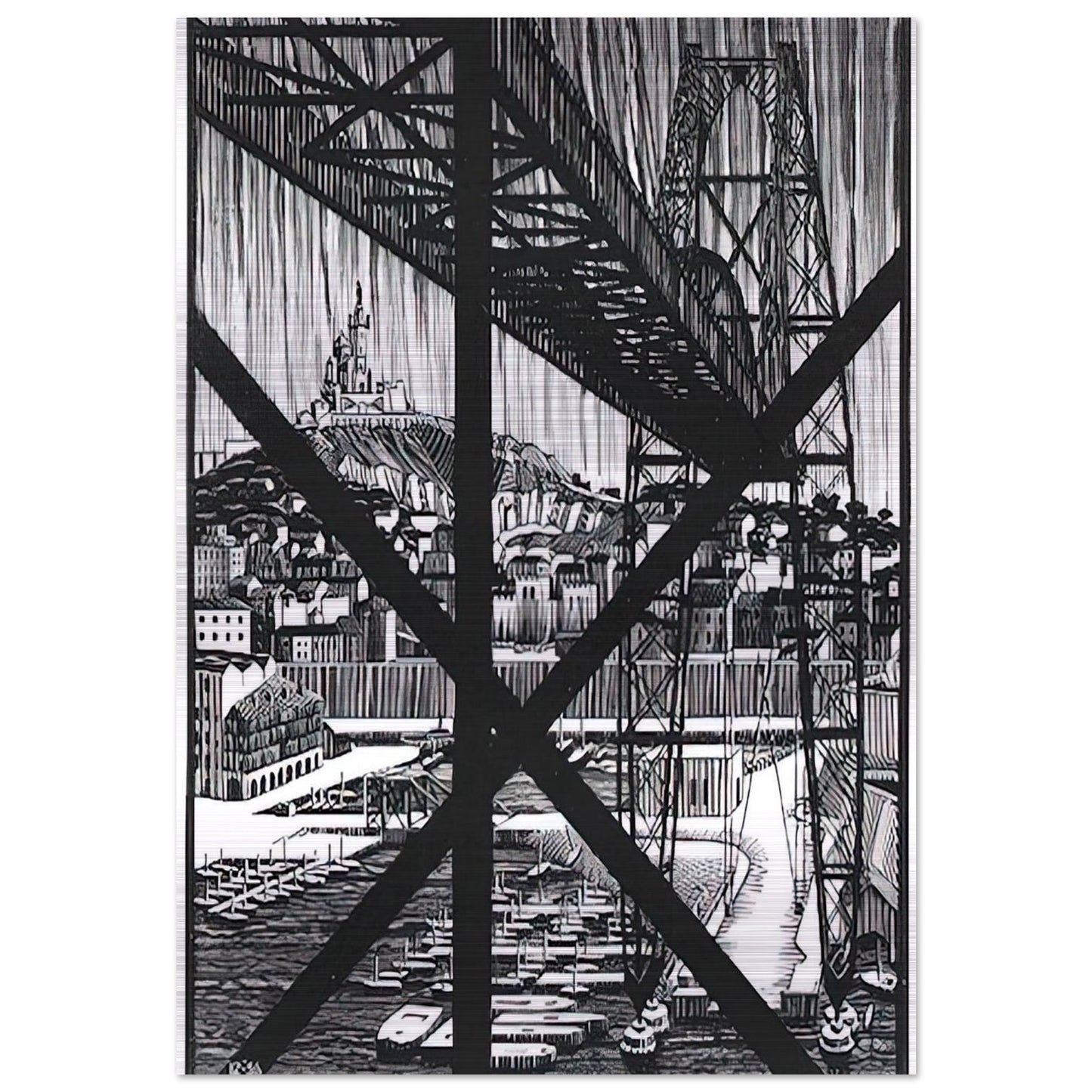 MARCEILLES DECEMBER 1936 1936 - MC Escher Brushed Aluminum Print - 70x100 cm / 28x40 inches | MC Escher Aluminum Print | MC Escher Prints