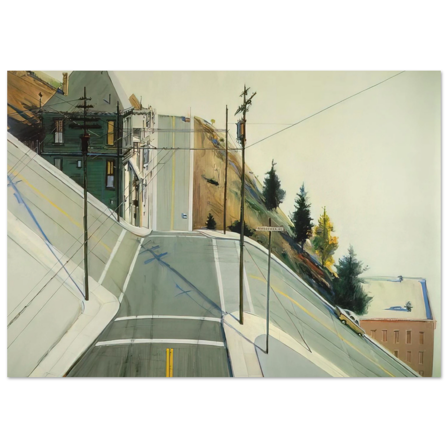 Wayne Thiebaud - 24th Street Intersection - 1977 Wall Art - 60x80 cm / 24x32 inches - Fine Art Poster - -