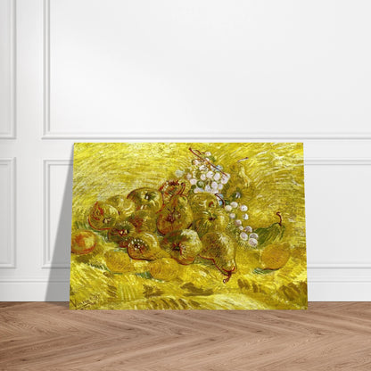 Still life with grapes,pears and lemons - Vincent van Gogh Brushed Aluminum Print - 70x100 cm / 28x40 inches | Vincent van Gogh Aluminum Print | Vincent van Gogh Prints