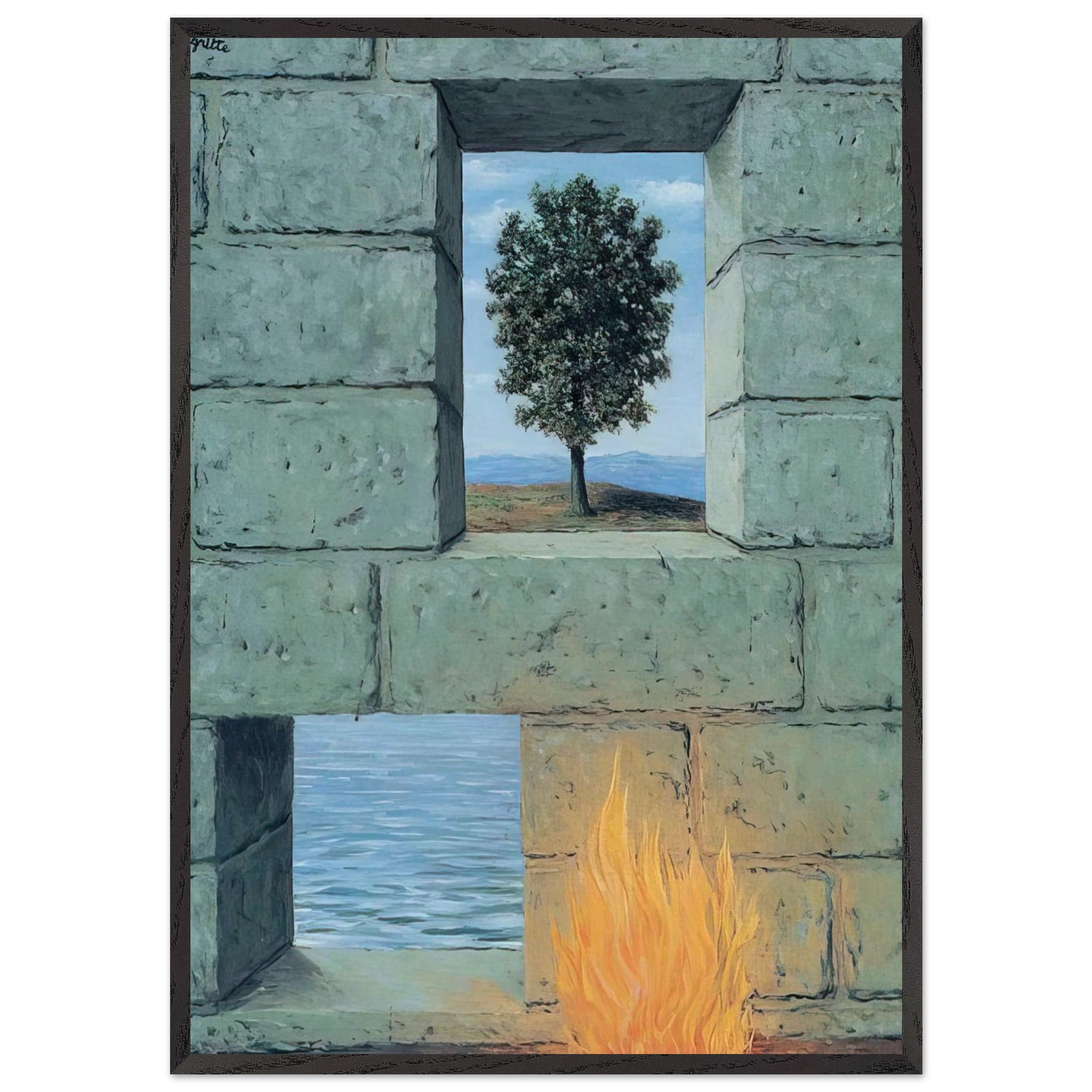 MENTAL COMPLACENCY 1950 - Rene Magritte 70x100 cm / 28x40 inches Framed Art Print – Black Wooden Frame