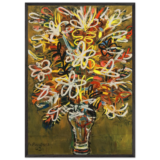 FLOWER VASE 1963 - Rene Portocarrero 70x100 cm / 28x40 inches Framed Art Print – Black Wooden Frame