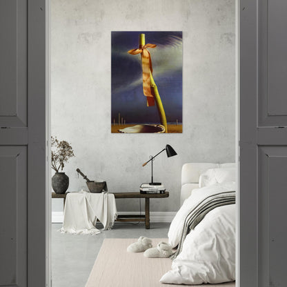 PINK KNOT AND SHELL ON THE SEASHORE - Salvador Dali Brushed Aluminum Print - 70x100 cm / 28x40 inches | Salvador Dali Aluminum Print | Salvador Dali Prints