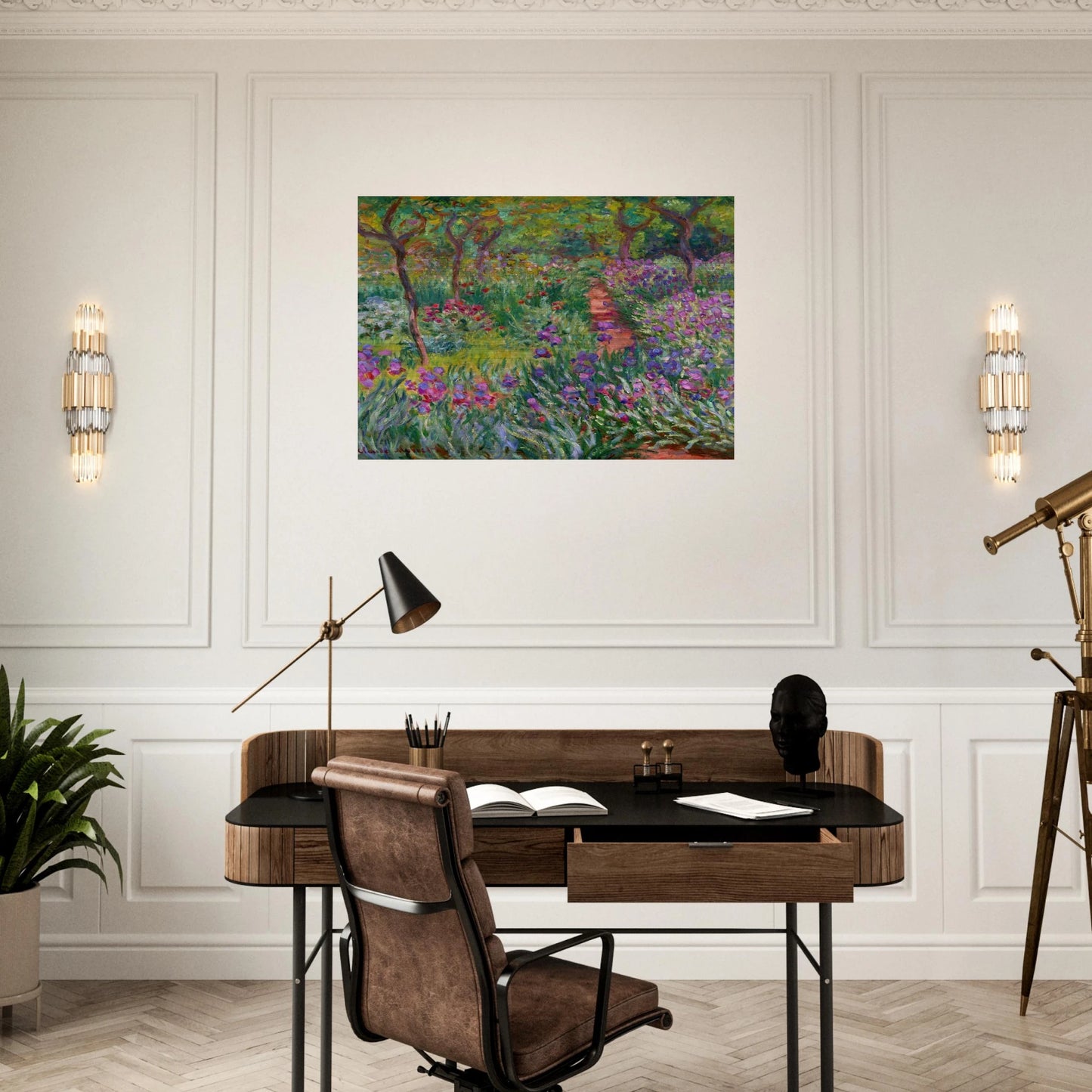 The Iris Garden at Giverny - claude monet Brushed Aluminum Print - 70x100 cm / 28x40 inches | claude monet Aluminum Print | claude monet Prints