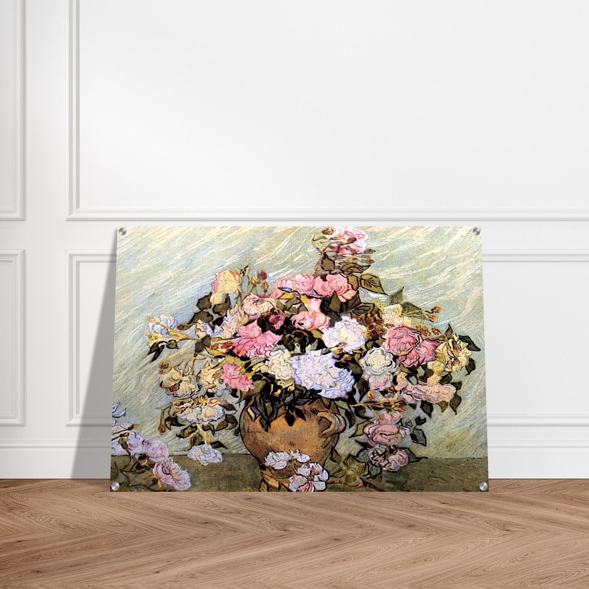 Still Life Vase with Roses - Vincent van Gogh Acrylic Print - 70x100 cm / 28x40″ inches | Vincent van Gogh Wall Art | Vincent van Gogh Prints