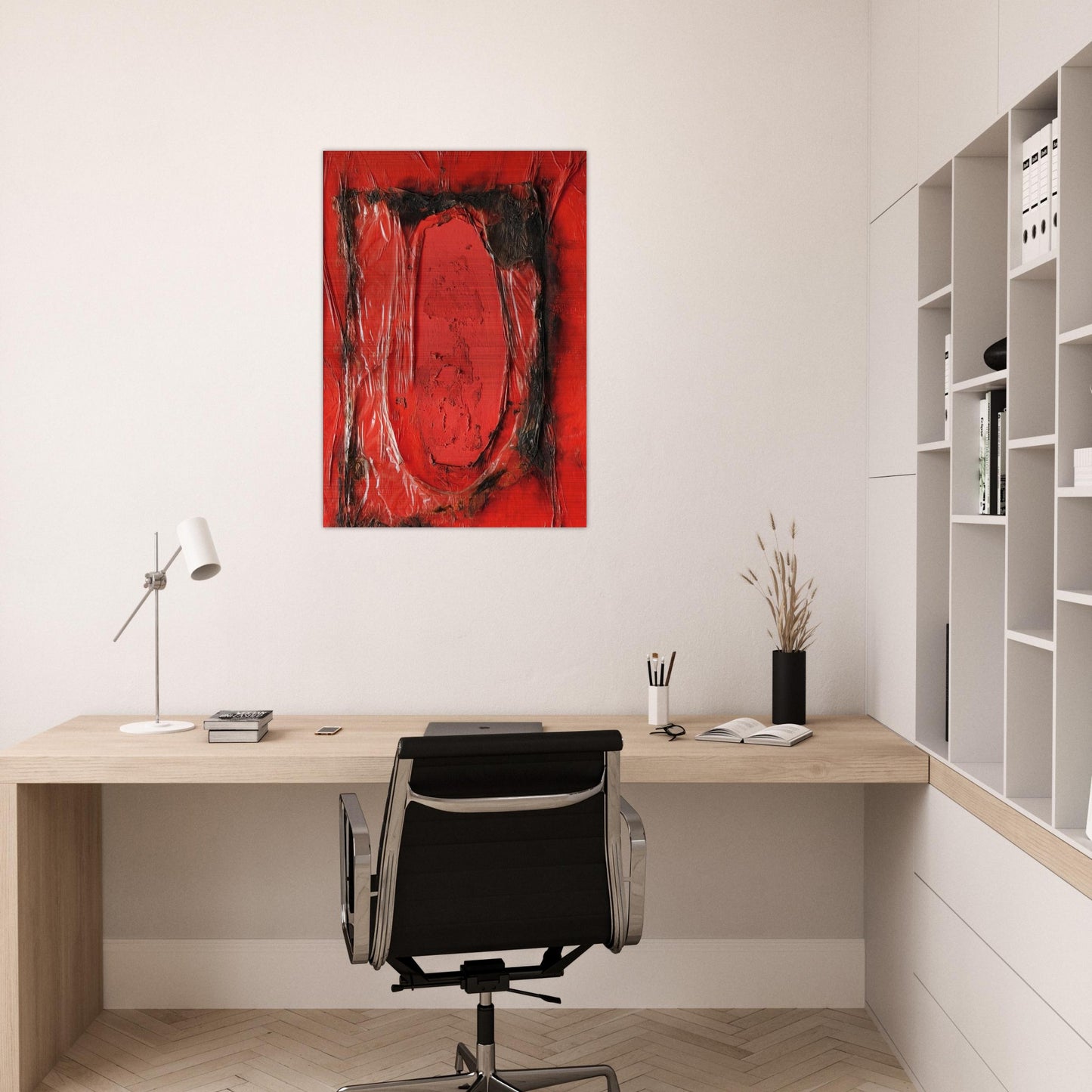 Red Plastic - 1961 - Alberto Burri Brushed Aluminum Print - 70x100 cm / 28x40 inches | Alberto Burri Aluminum Print | Alberto Burri Prints