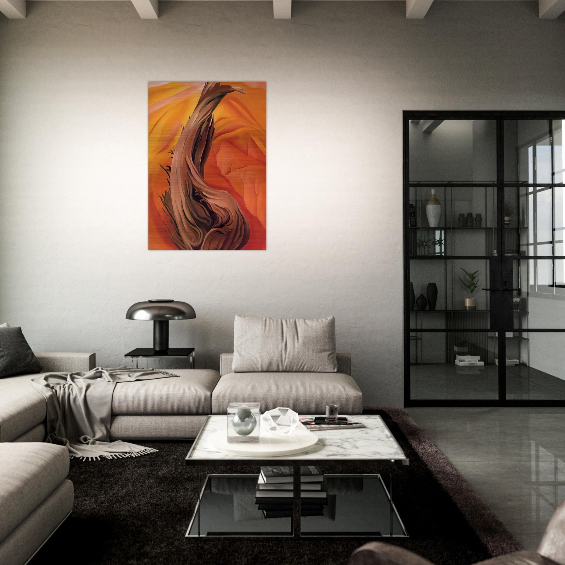 Stump in Red Hills - Georgia O'Keeffe Brushed Aluminum Print - 70x100 cm / 28x40 inches | Georgia O'Keeffe Aluminum Print | Georgia O'Keeffe Prints