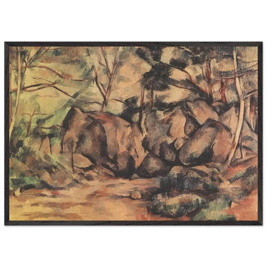 Woodland with Boulders - Paul Cezanne 70x100 cm / 28x40 inches Framed Art Print – Black Wooden Frame