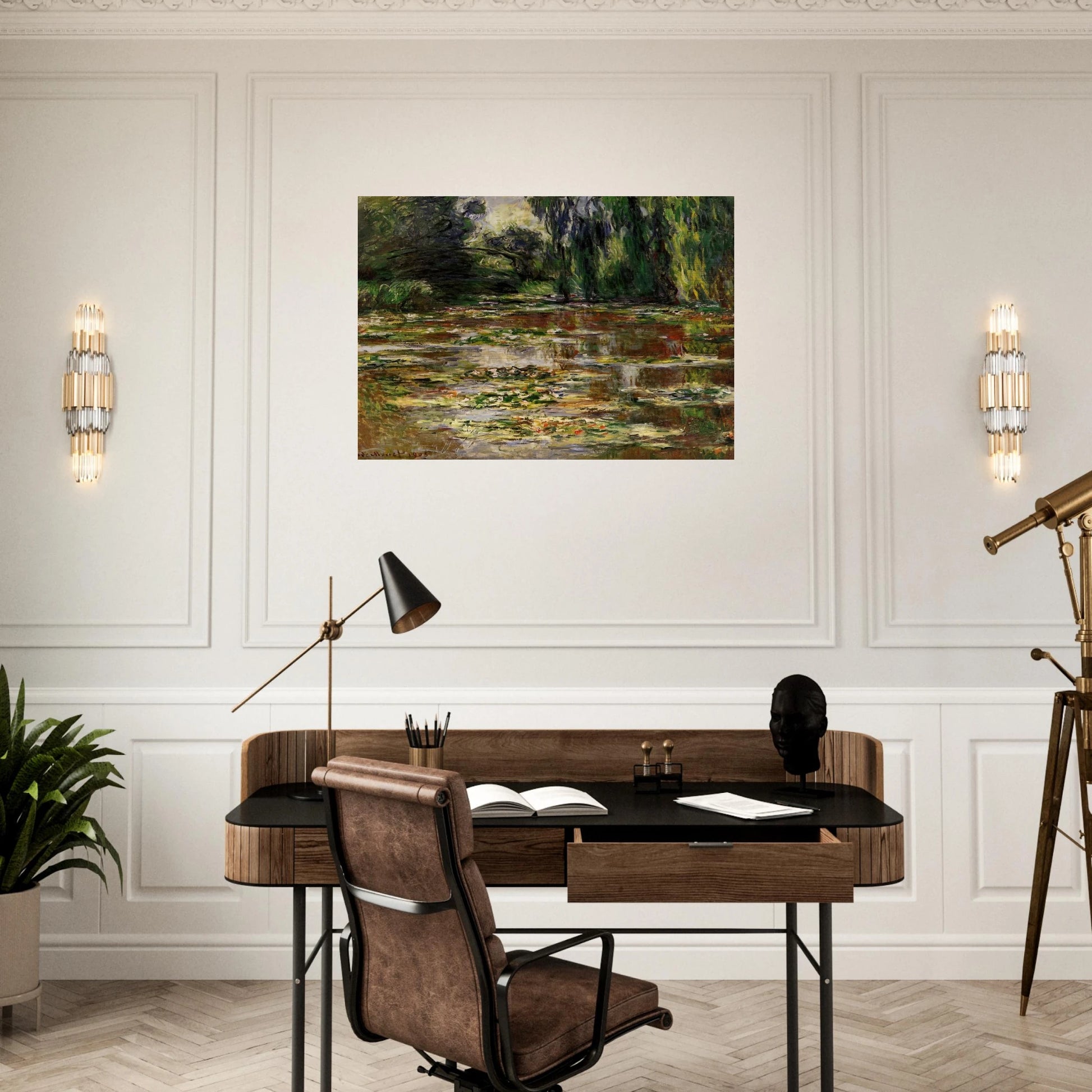 The Japanese Bridge The Bridge over the Water-Lily Pond - claude monet Brushed Aluminum Print - 70x100 cm / 28x40 inches | claude monet Aluminum Print | claude monet Prints