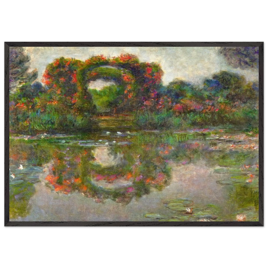Rose Flowered Arches at Giverny - claude monet 70x100 cm / 28x40 inches Framed Art Print – Black Wooden Frame