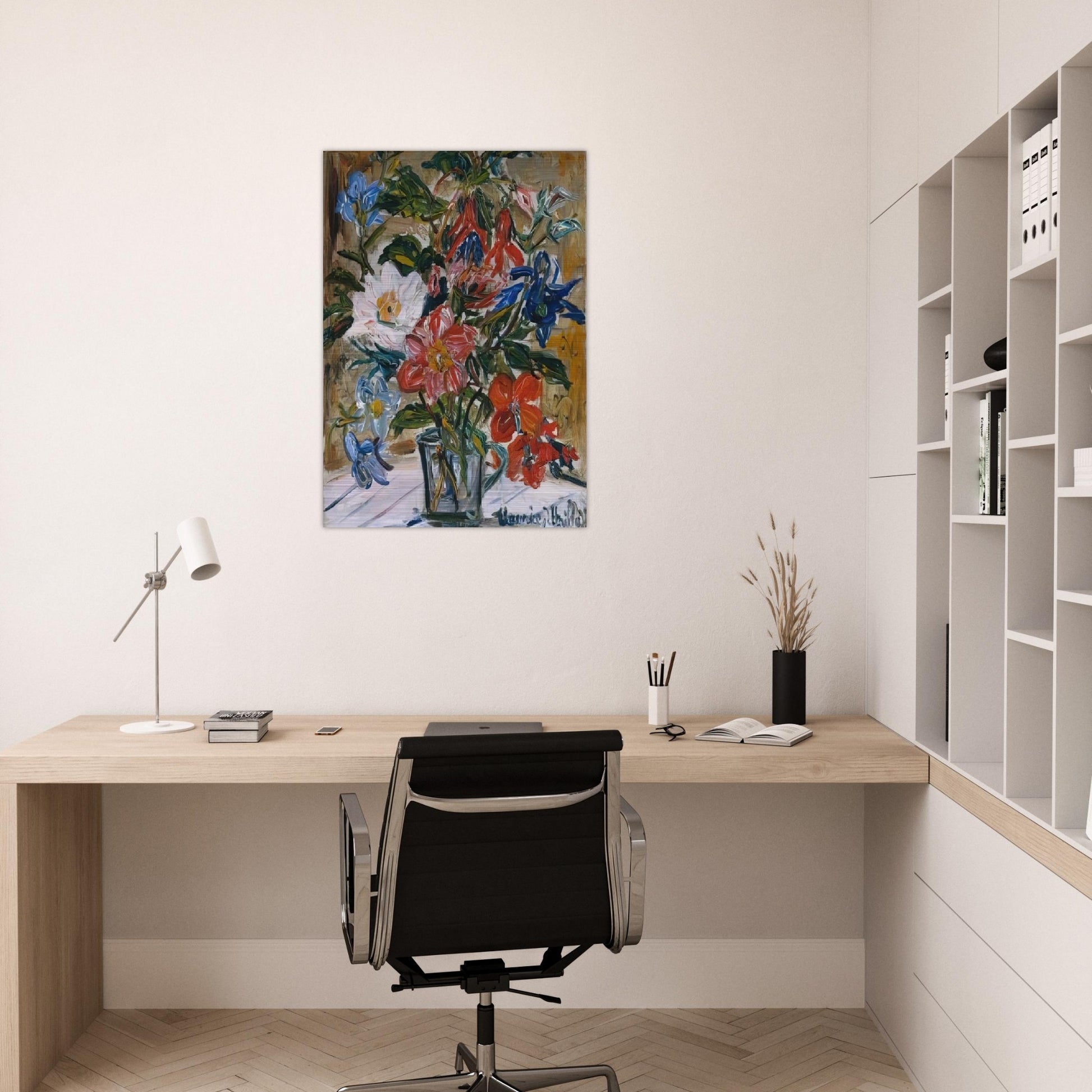 VASE WITH FLOWERS - Maurice Utrillo Brushed Aluminum Print - 70x100 cm / 28x40 inches | Maurice Utrillo Aluminum Print | Maurice Utrillo Prints