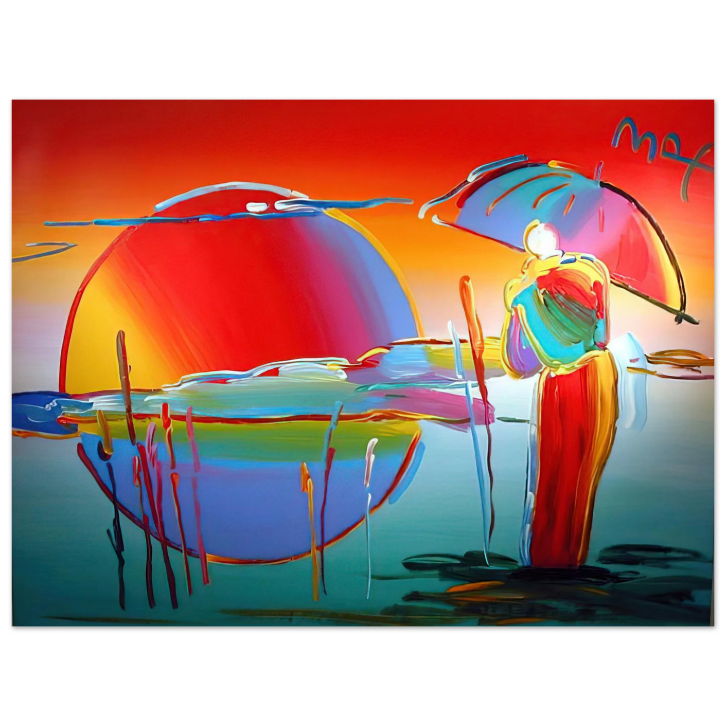 Peter Max - BUDDHA MOON MONK SUNRISE 1999  75x100 cm / 30x40inches Fine Art Poster