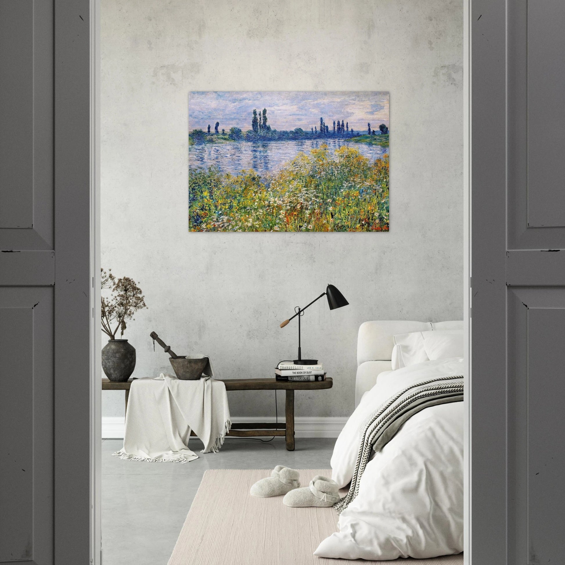 Flowers on the Banks of Seine near Vetheuil - claude monet Brushed Aluminum Print - 70x100 cm / 28x40 inches | claude monet Aluminum Print | claude monet Prints