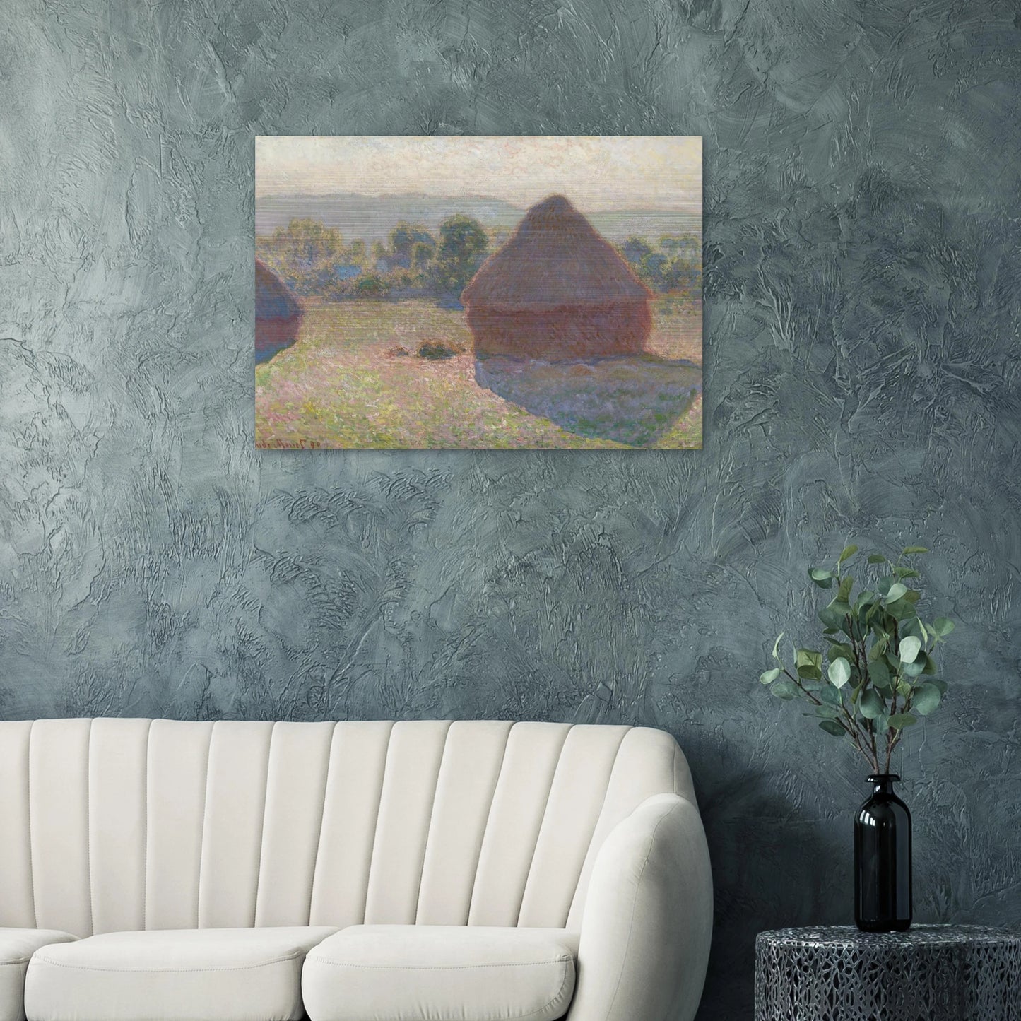 Haystacks, midday - claude monet Brushed Aluminum Print - 70x100 cm / 28x40 inches | claude monet Aluminum Print | claude monet Prints