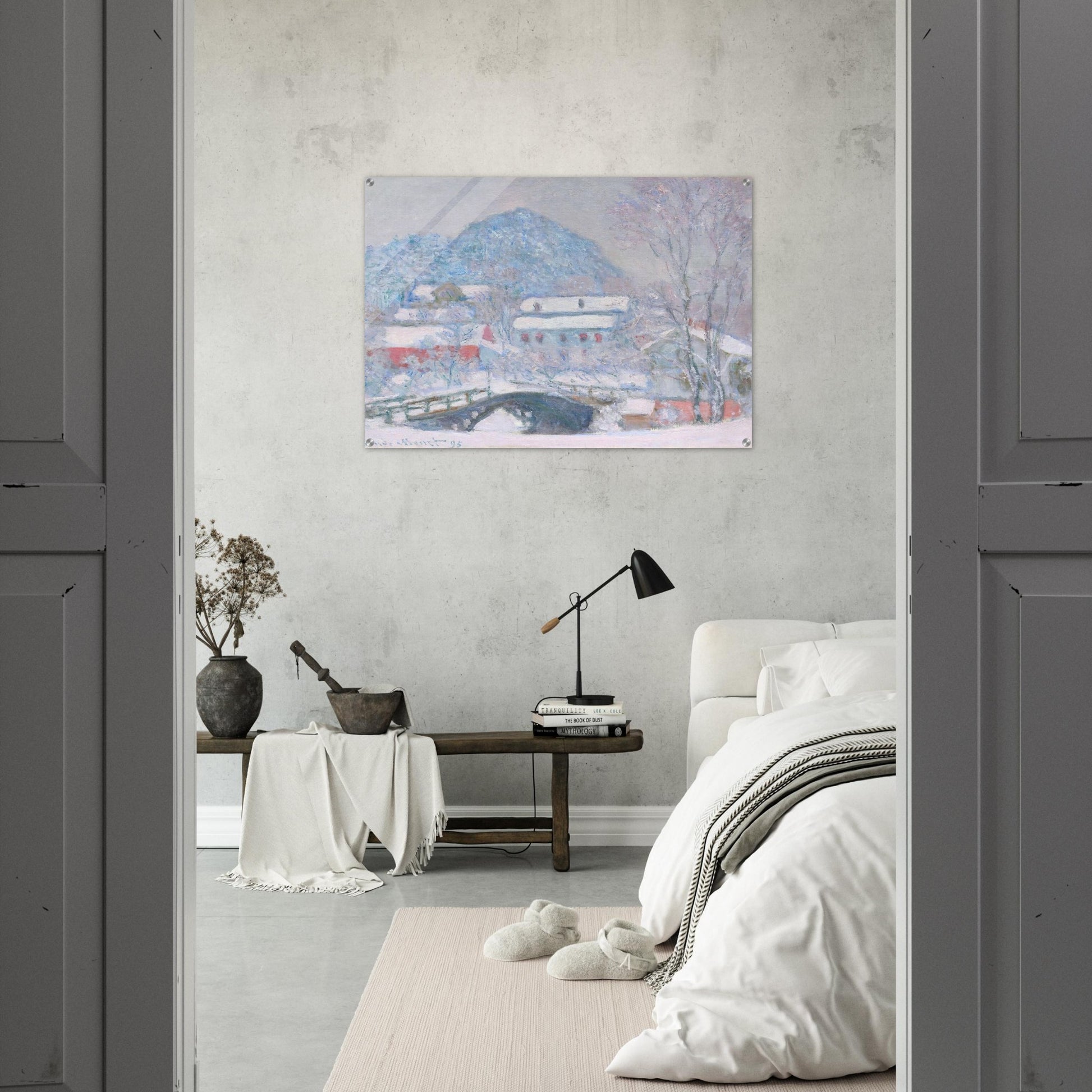 Norway, Sandviken Village in the Snow - claude monet Acrylic Print - 70x100 cm / 28x40″ inches