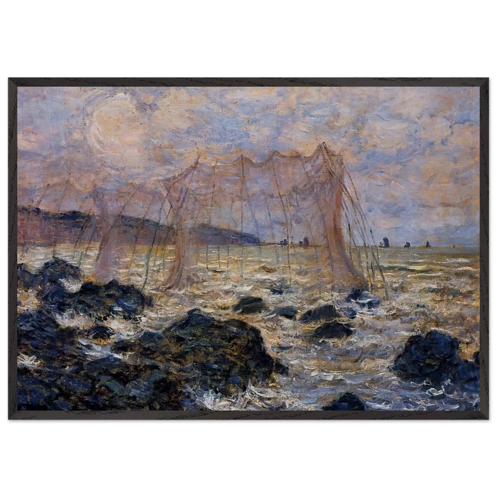 The Nets - claude monet 70x100 cm / 28x40 inches Framed Art Print – Black Wooden Frame