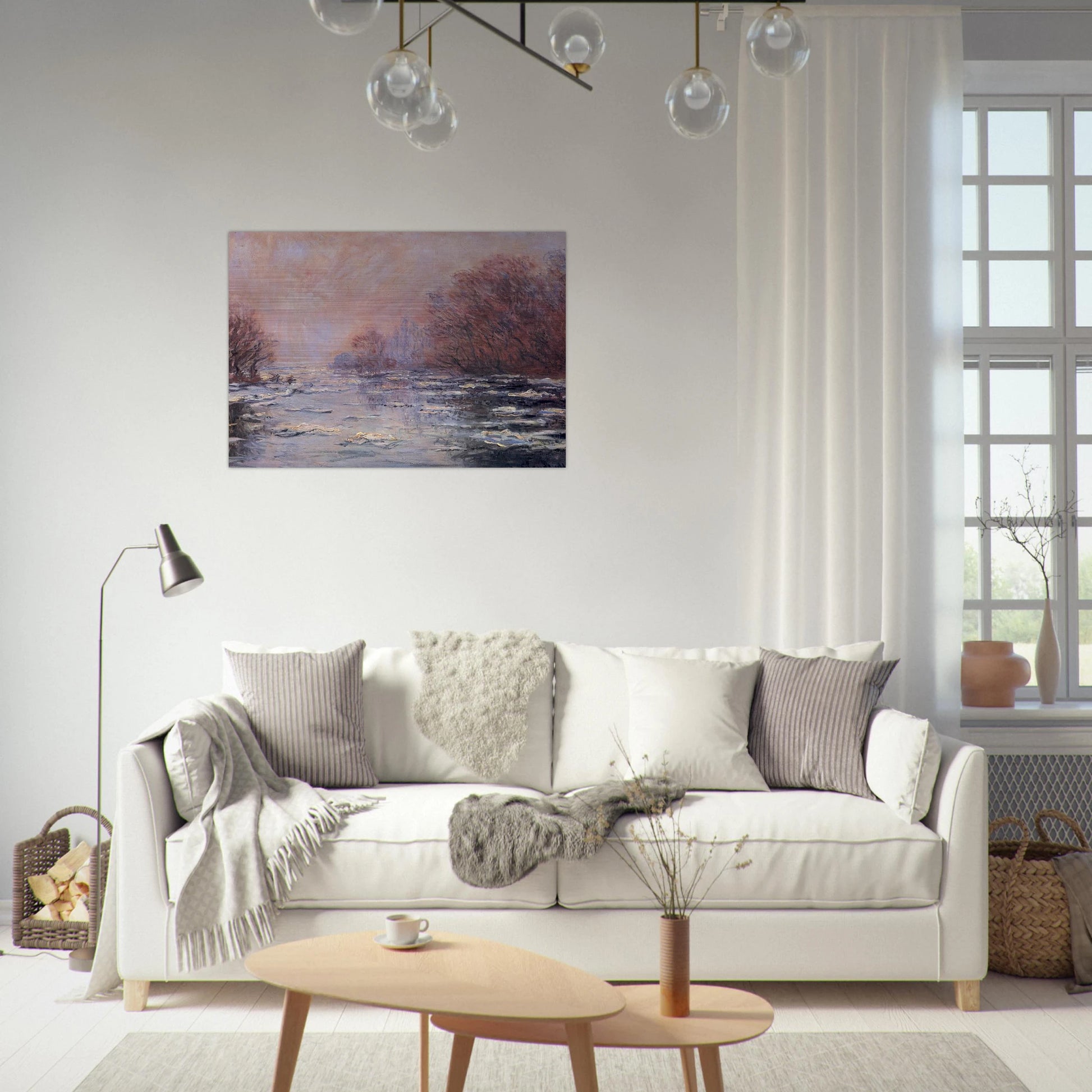 River Thawing near Vetheuil - claude monet Brushed Aluminum Print - 70x100 cm / 28x40 inches | claude monet Aluminum Print | claude monet Prints