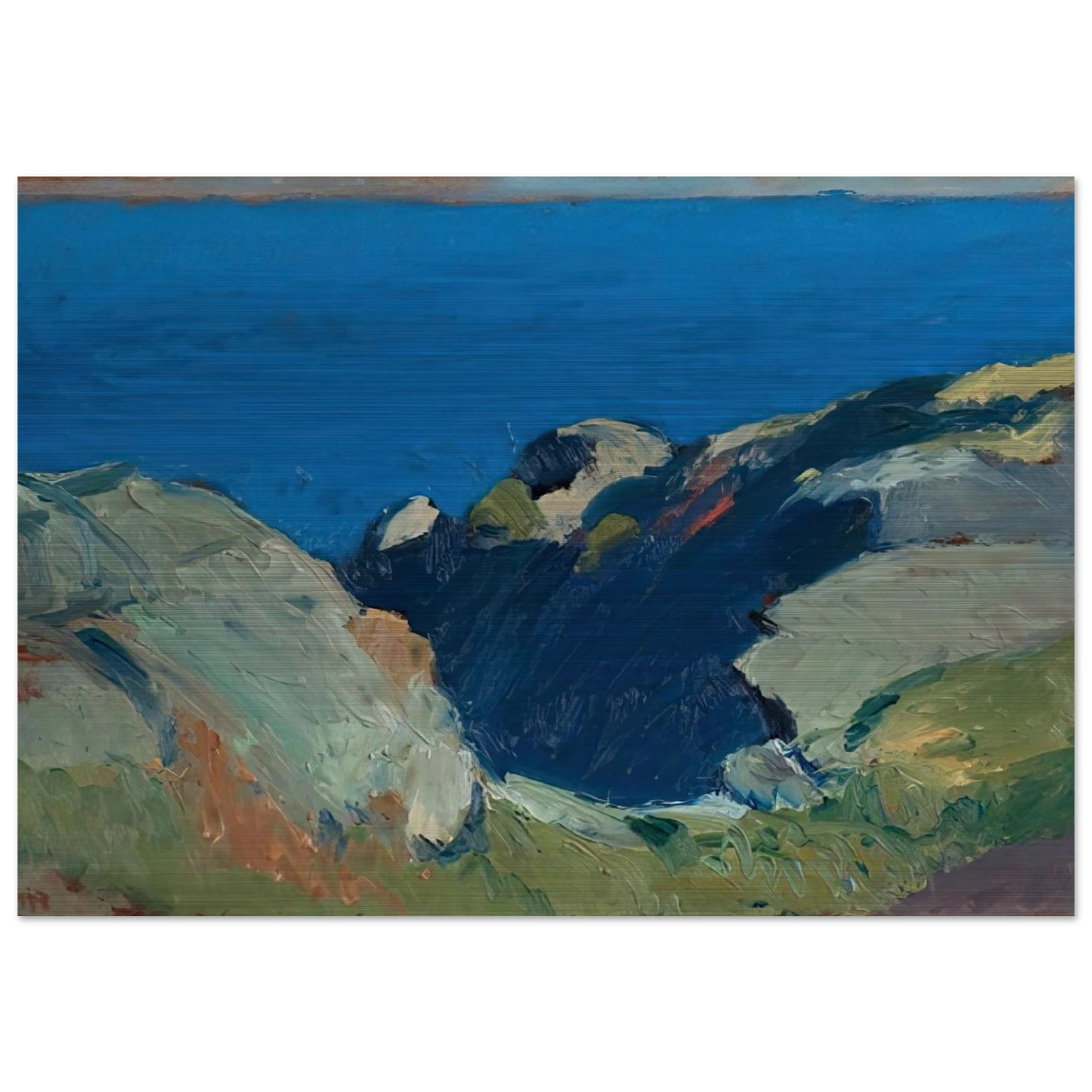 Rocks and Sea - Edward Hopper Brushed Aluminum Print - 70x100 cm / 28x40 inches | Edward Hopper Aluminum Print | Edward Hopper Prints