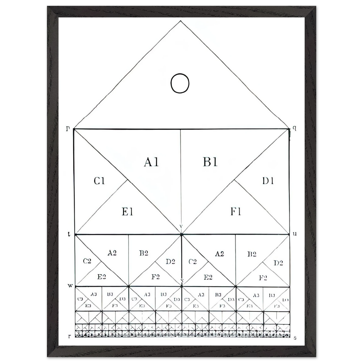 MC Escher - SCHEME Wall Art - 60x80 cm / 24x32 inches - Premium Wooden Framed Poster With Fine Art Paper-canvas - Black frame