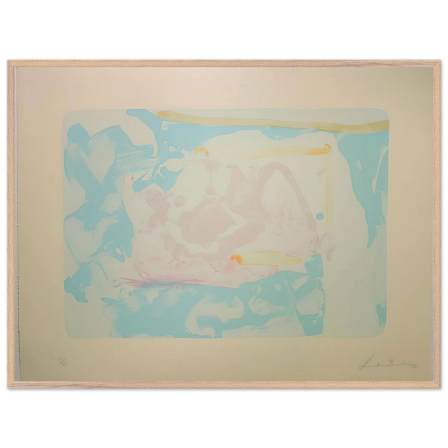 Helen Frankenthaler - Reflections III - 1995 Wall art - 21x29.7 cm / 8x12" - Premium Wooden Framed Poster With Fine Art Paper-canvas - White frame