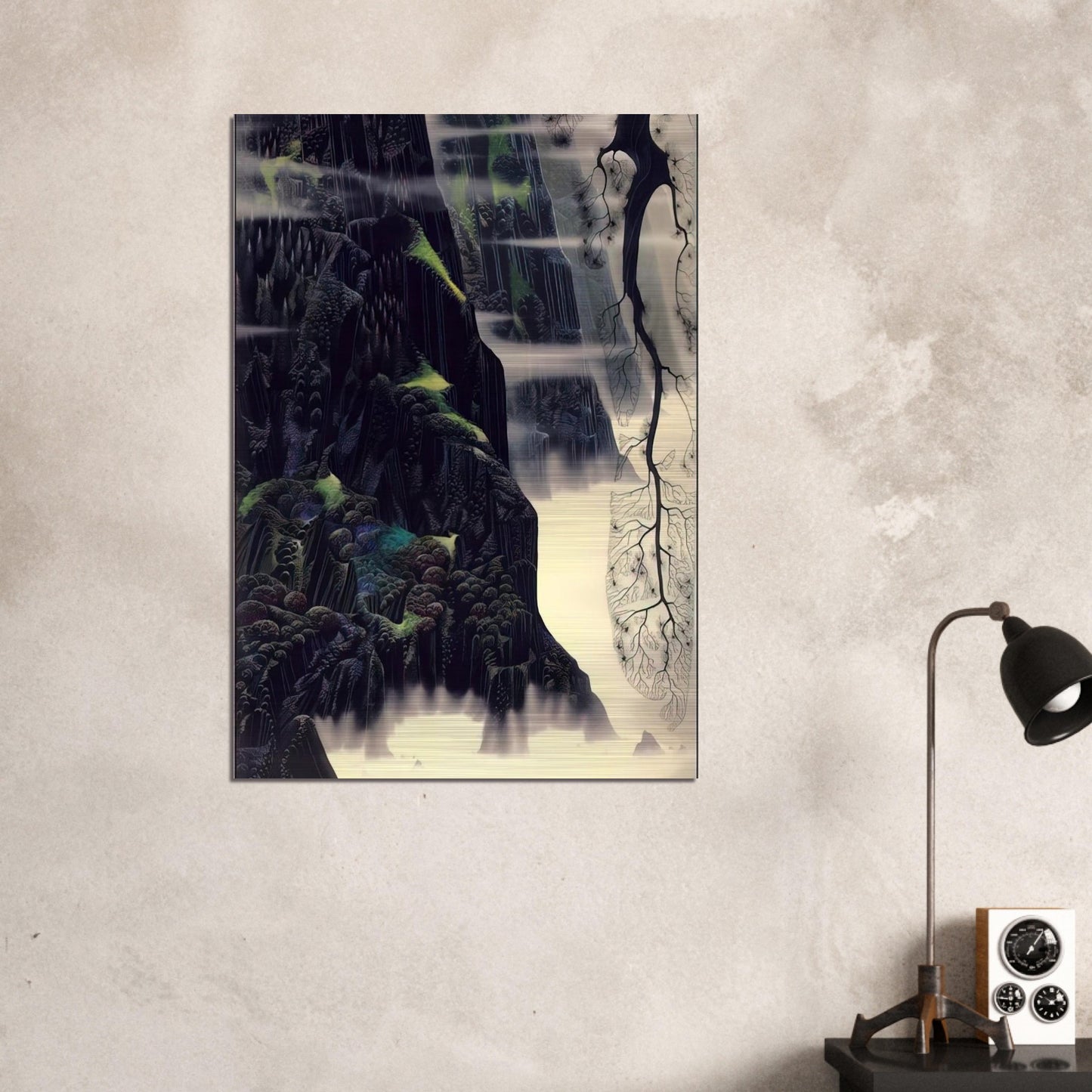 Gray Dawn - Eyvind Earle Brushed Aluminum Print - 70x100 cm / 28x40 inches | Eyvind Earle Aluminum Print | Eyvind Earle Prints
