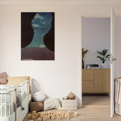 MAN WITH HIS HEAD FULL OF CLOUDS - Salvador Dali Brushed Aluminum Print - 70x100 cm / 28x40 inches | Salvador Dali Aluminum Print | Salvador Dali Prints