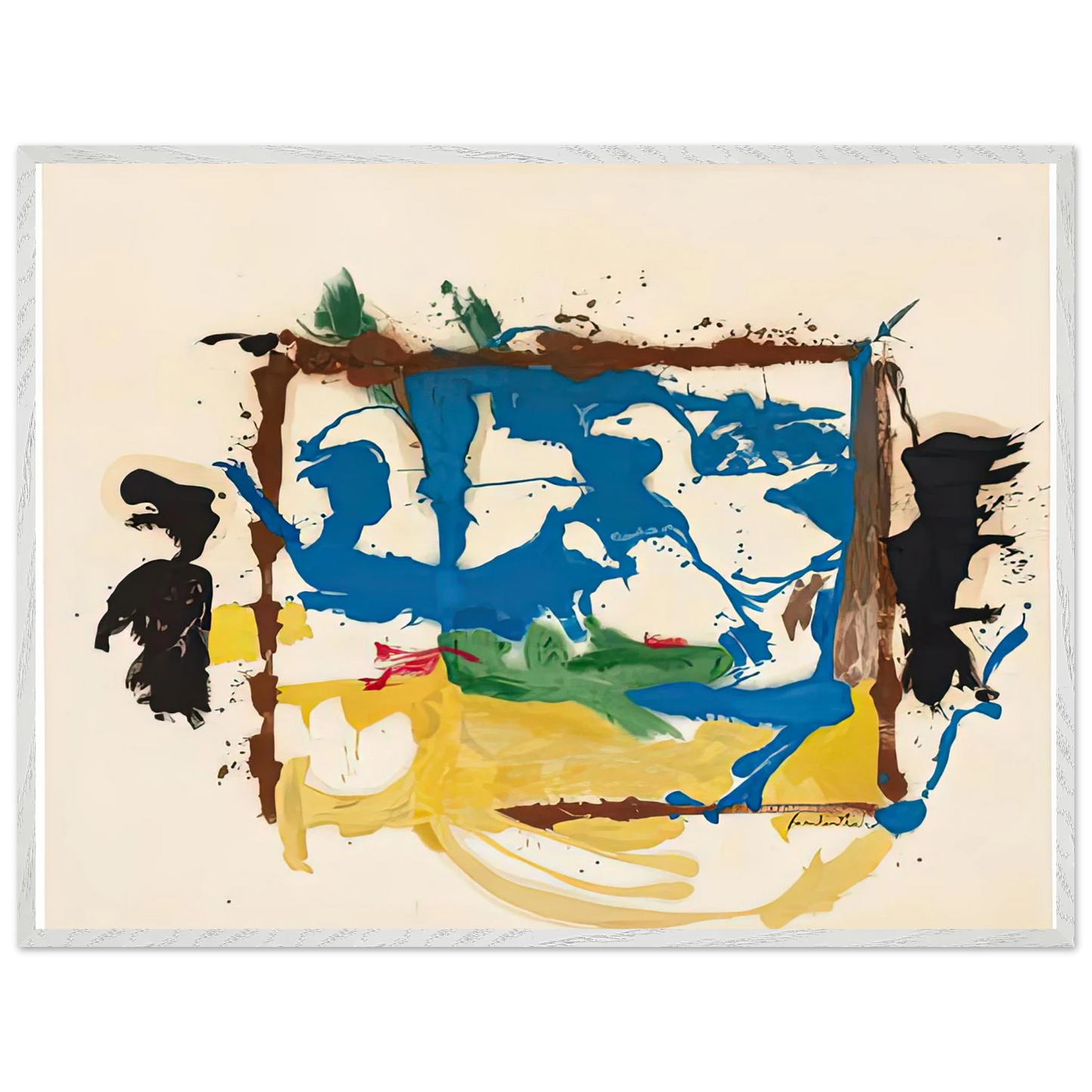 Helen Frankenthaler - Swan Lake I, 1961- Wall Art - 30x40 cm / 12x16 inches - Premium Wooden Framed Poster With Fine Art Paper-canvas - Wood frame