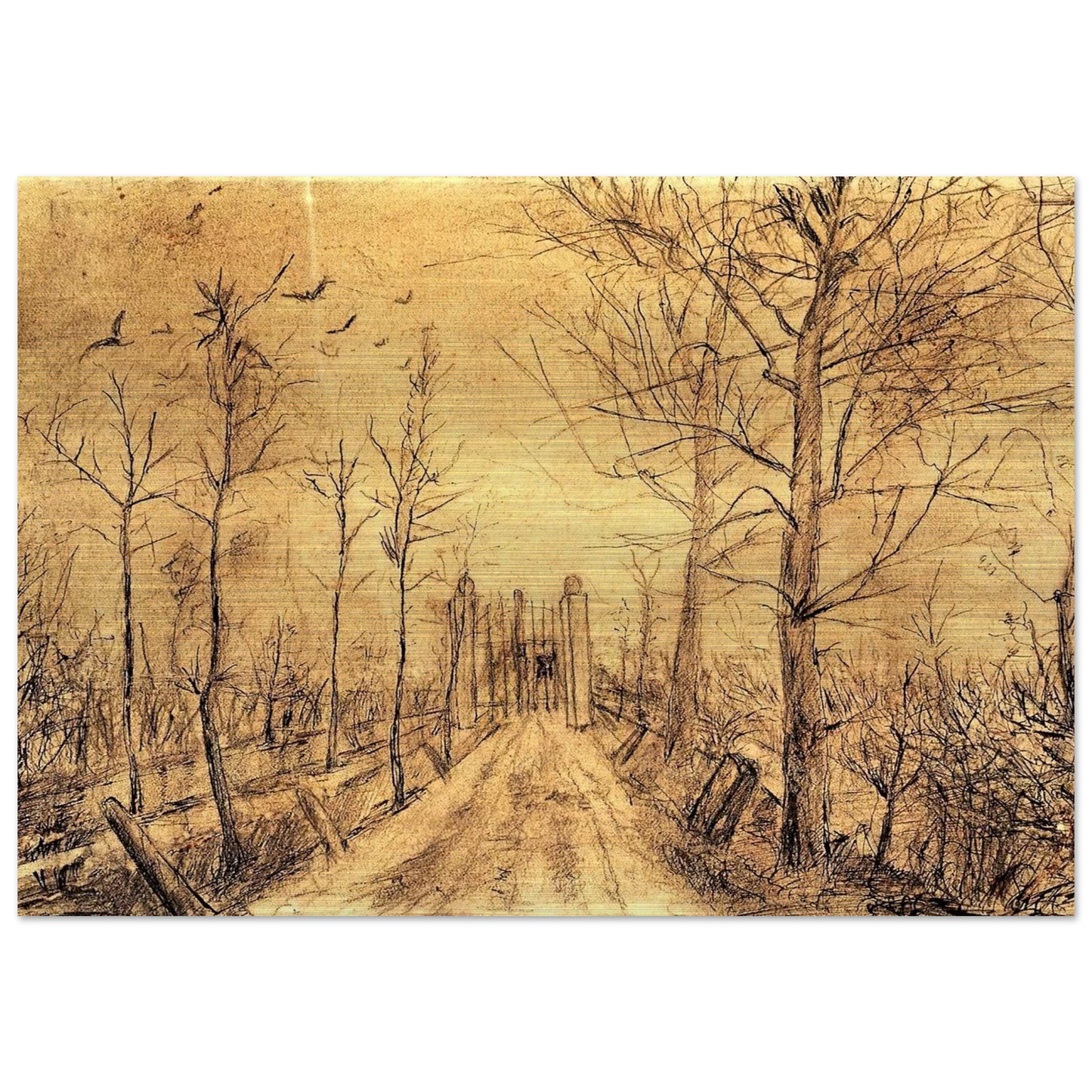 Driveway - Vincent van Gogh Brushed Aluminum Print - 70x100 cm / 28x40 inches | Vincent van Gogh Aluminum Print | Vincent van Gogh Prints