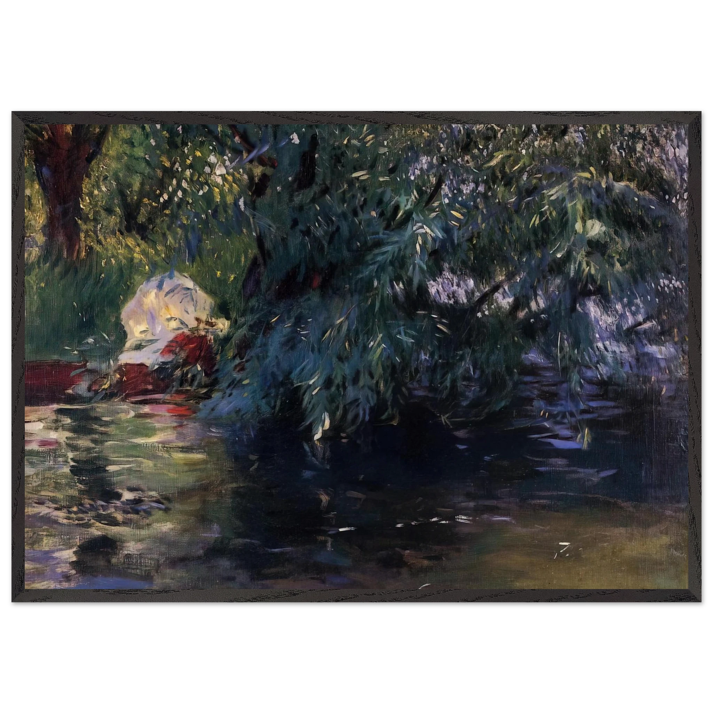 A Backwater Calcot Mill near Reading - John Singer Sargent 70x100 cm / 28x40 inches Framed Art Print – Black Wooden Frame