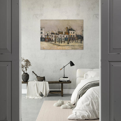LA PLACE DU TERTRE 1910 - Maurice Utrillo Brushed Aluminum Print - 70x100 cm / 28x40 inches | Maurice Utrillo Aluminum Print | Maurice Utrillo Prints