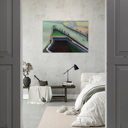 River Boats - 2001 - Wayne Thiebaud Brushed Aluminum Print - 70x100 cm / 28x40 inches | Wayne Thiebaud Aluminum Print | Wayne Thiebaud Prints