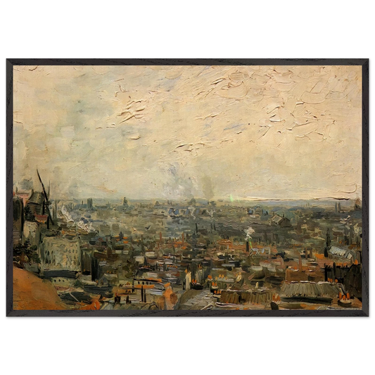 View of Paris from Montmartre - Vincent van Gogh 70x100 cm / 28x40 inches Framed Art Print – Black Wooden Frame