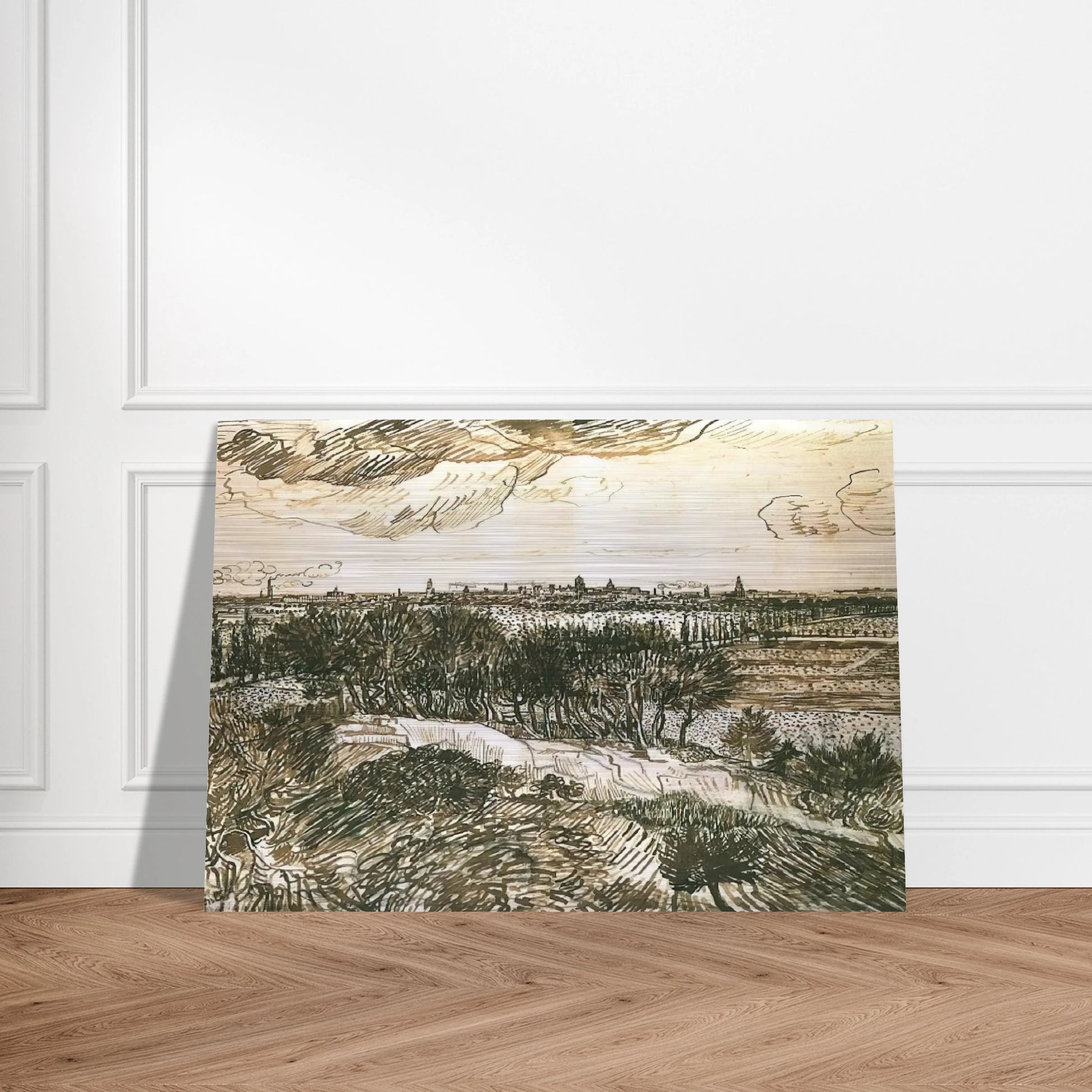 View of Arles from a Hill - Vincent van Gogh Brushed Aluminum Print - 70x100 cm / 28x40 inches | Vincent van Gogh Aluminum Print | Vincent van Gogh Prints