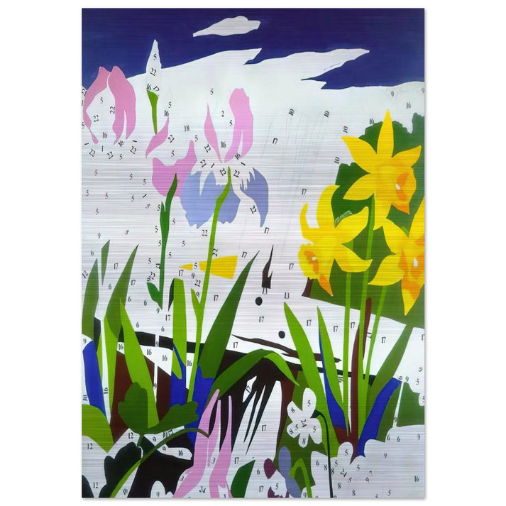 Do It Yourself  Flowers  - Andy Warhol Brushed Aluminum Print - 70x100 cm / 28x40 inches | Andy Warhol Aluminum Print | Andy Warhol Prints