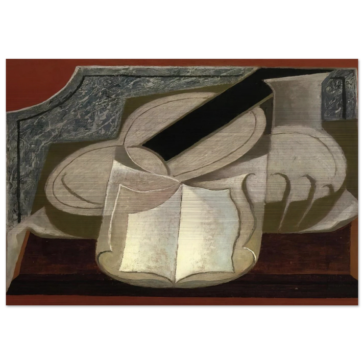 BOOK AND GUITAR 1925 - Juan Gris Brushed Aluminum Print - 70x100 cm / 28x40 inches | Juan Gris Aluminum Print | Juan Gris Prints