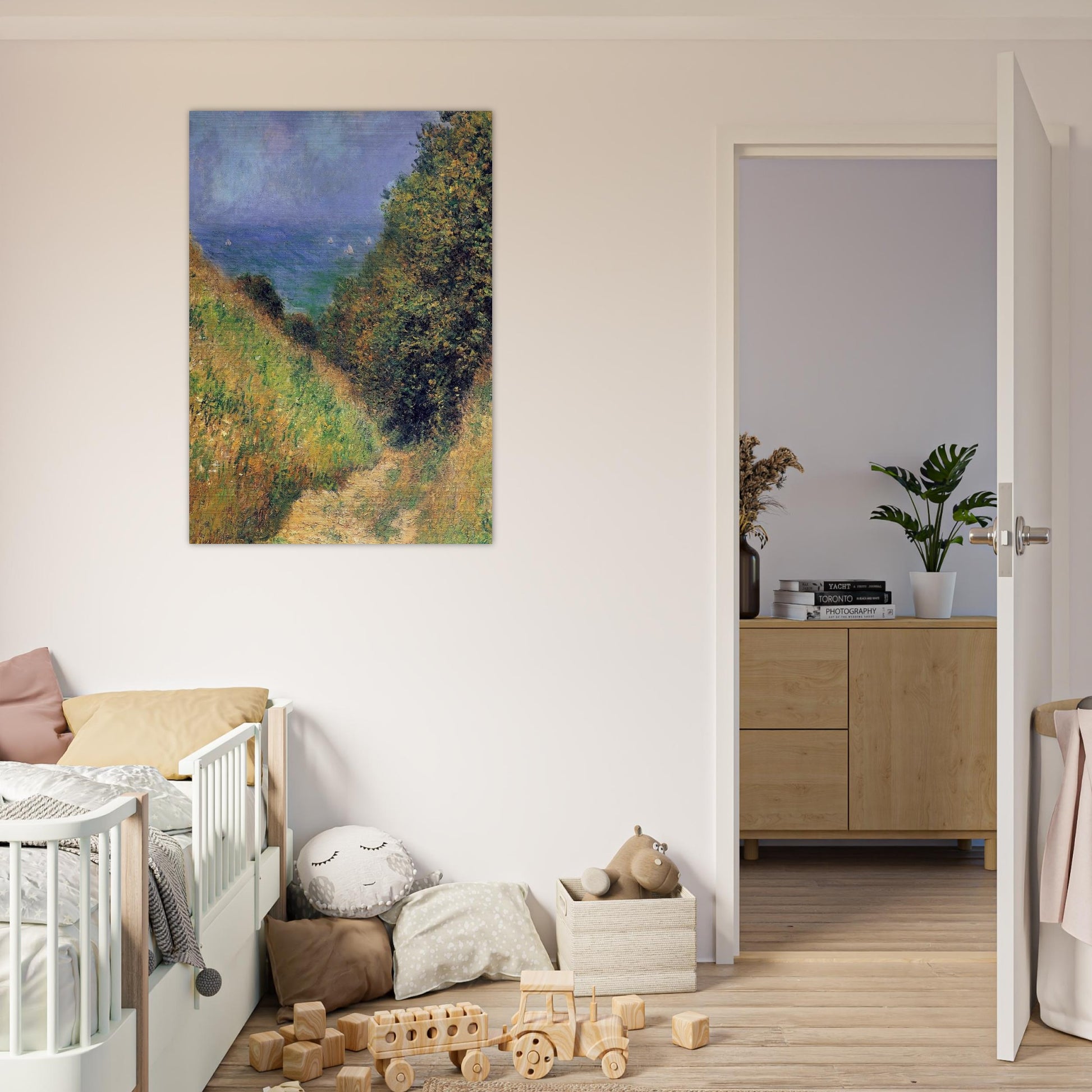 Path at Pourville 02 - claude monet Brushed Aluminum Print - 70x100 cm / 28x40 inches | claude monet Aluminum Print | claude monet Prints