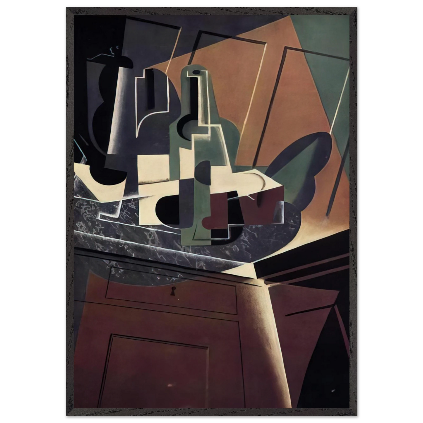 THE SIDEBOARD 1917 - Juan Gris 70x100 cm / 28x40 inches Framed Art Print – Black Wooden Frame