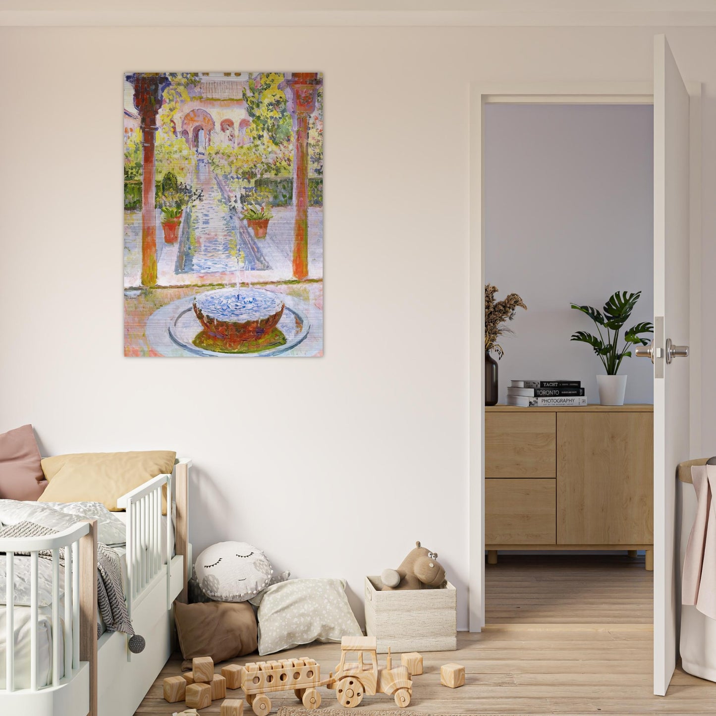 THE GARDENS OF GENERALIFE IN GRENADA 1913 - Theo van Rysselberghe Brushed Aluminum Print - 70x100 cm / 28x40 inches | Theo van Rysselberghe Aluminum Print | Theo van Rysselberghe Prints